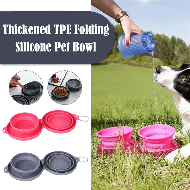 Foldable Rubber Double Pet Bowl – For Cats & Dogs