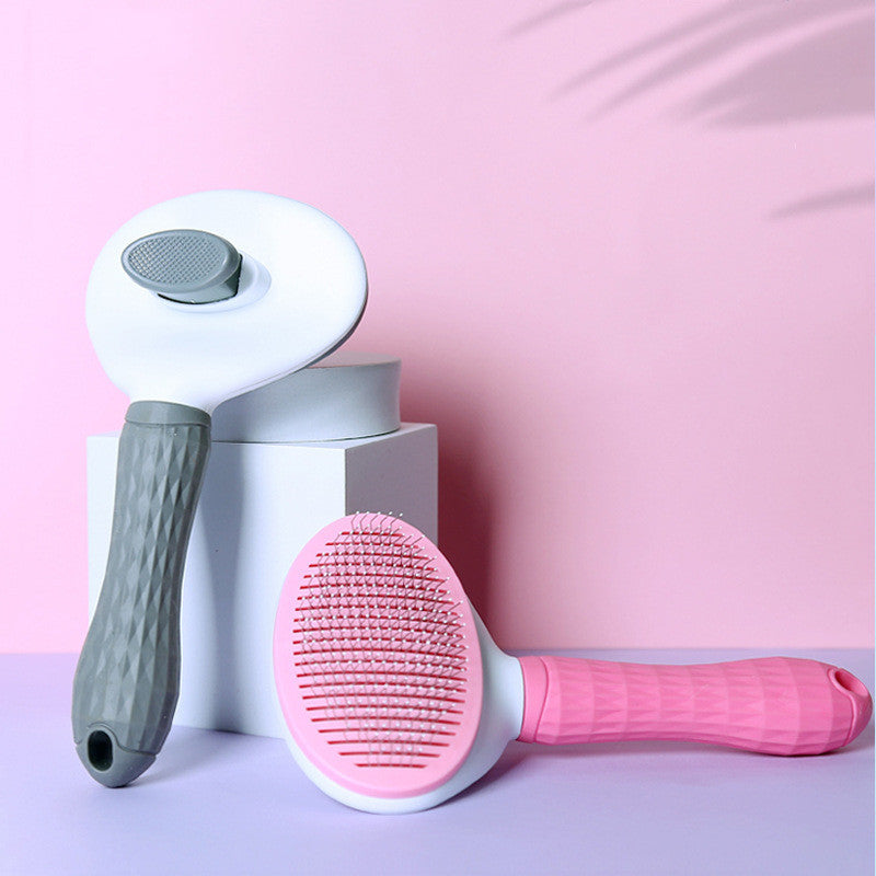 Ecofurry Mart Self-Cleaning Pet Hair Brush Comb | Stainless Steel Cat & Dog Grooming Tool | One-Key Fur Removal