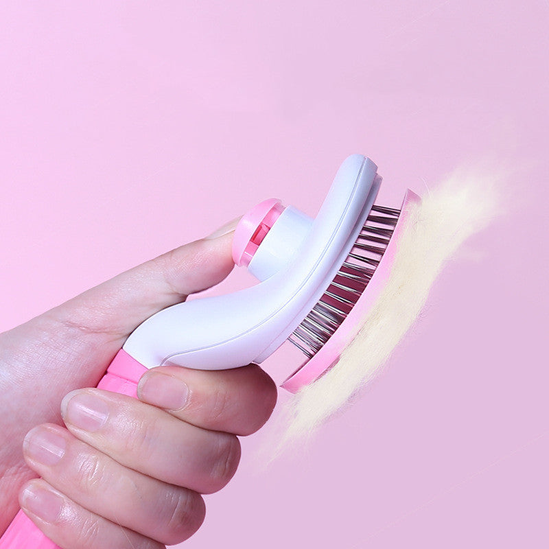 Ecofurry Mart Self-Cleaning Pet Hair Brush Comb | Stainless Steel Cat & Dog Grooming Tool | One-Key Fur Removal