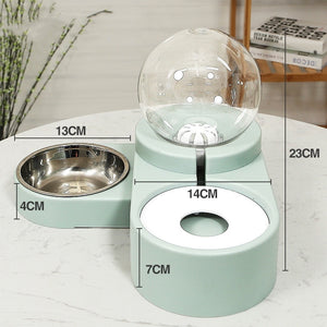 Bubble Ball Pet Feeder Bowl with Automatic Water Fountain – 1.8L