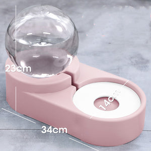Bubble Ball Pet Feeder Bowl with Automatic Water Fountain – 1.8L