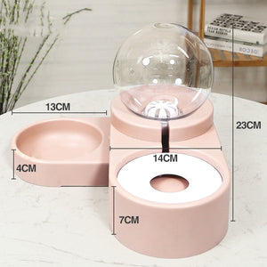 Bubble Ball Pet Feeder Bowl with Automatic Water Fountain – 1.8L