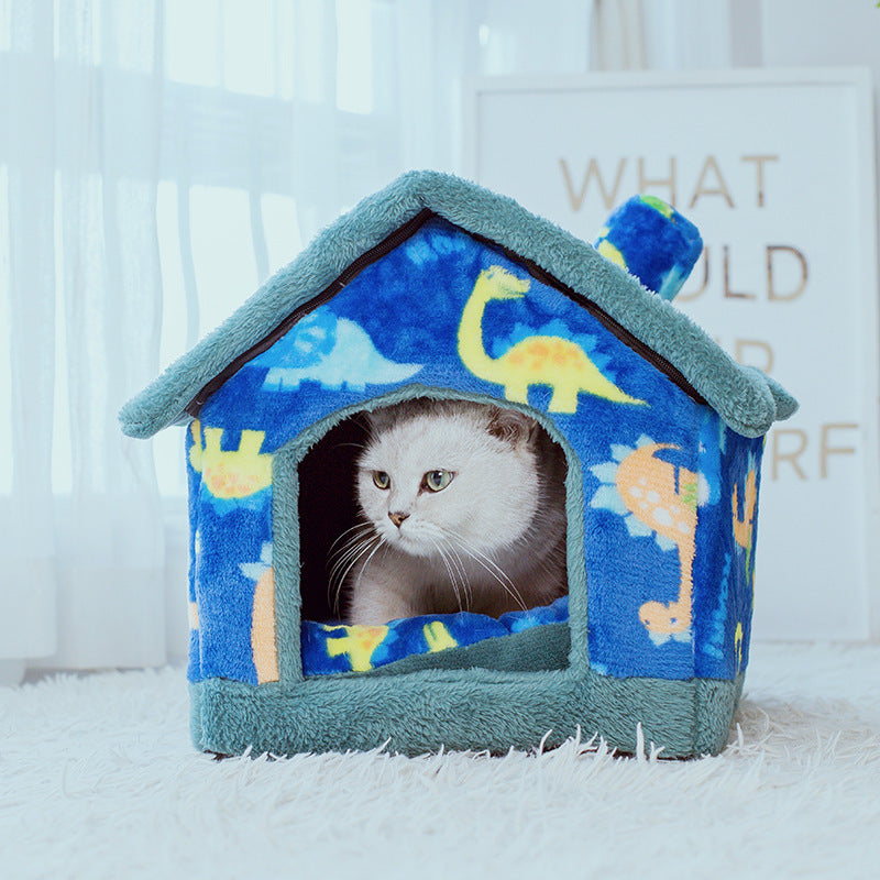 Wanghong Four-Season Pet House for Cats & Dogs | Soft, Foldable Dog & Cat Bed for All-Year Comfort