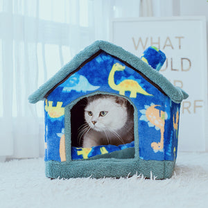Wanghong Four-Season Pet House for Cats & Dogs | Soft, Foldable Dog & Cat Bed for All-Year Comfort