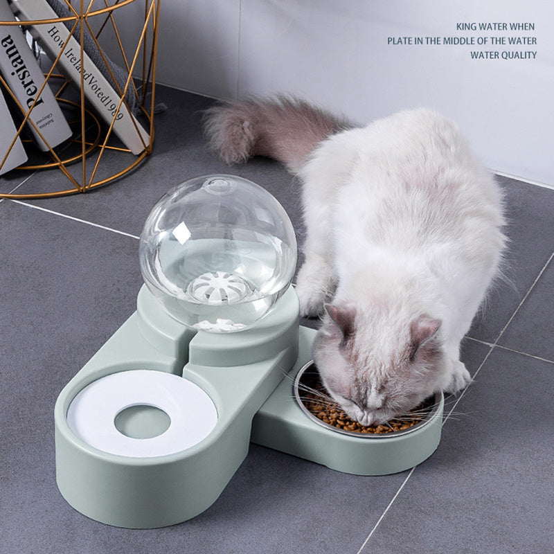 Bubble Ball Pet Feeder Bowl with Automatic Water Fountain – 1.8L