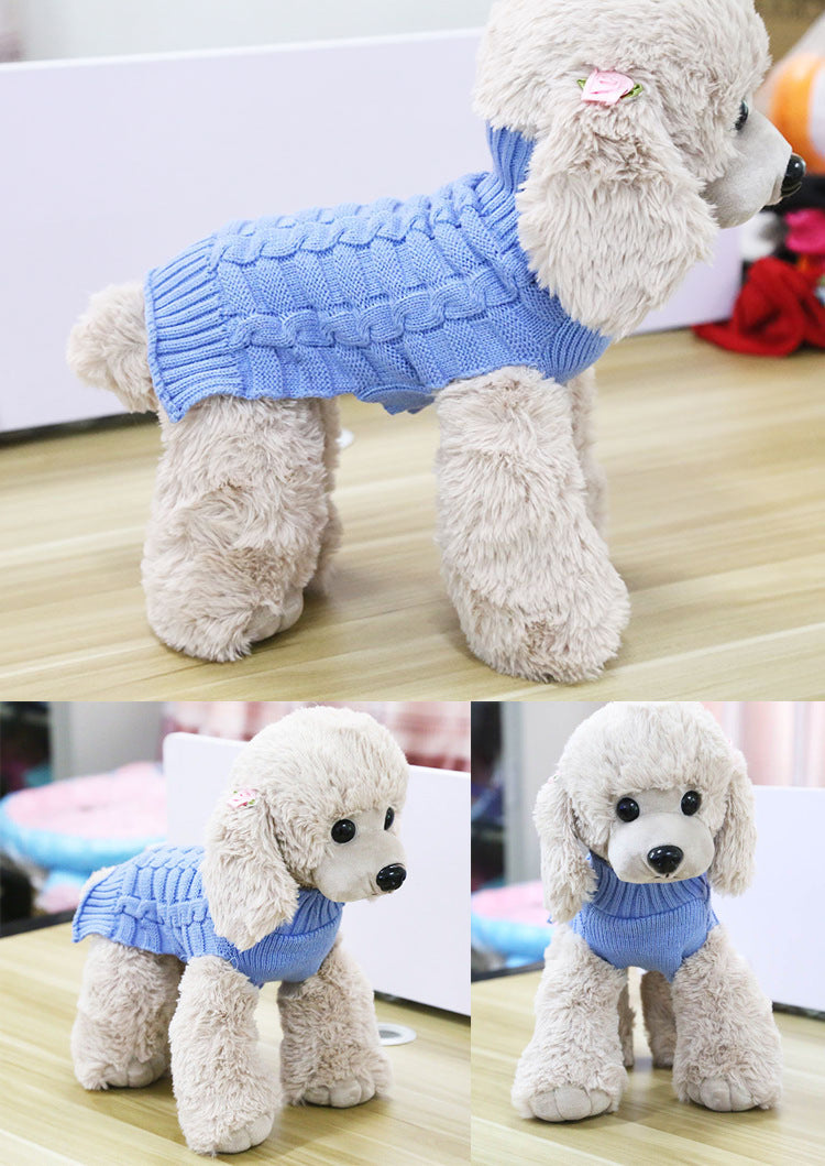 Cashmere Rope Knit Dog Sweater – Warm, Stylish Pet Clothing