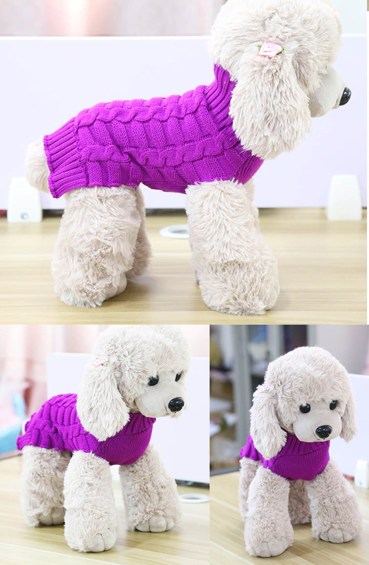 Cashmere Rope Knit Dog Sweater – Warm, Stylish Pet Clothing