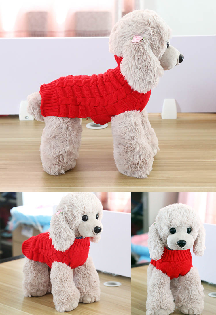 Cashmere Rope Knit Dog Sweater – Warm, Stylish Pet Clothing