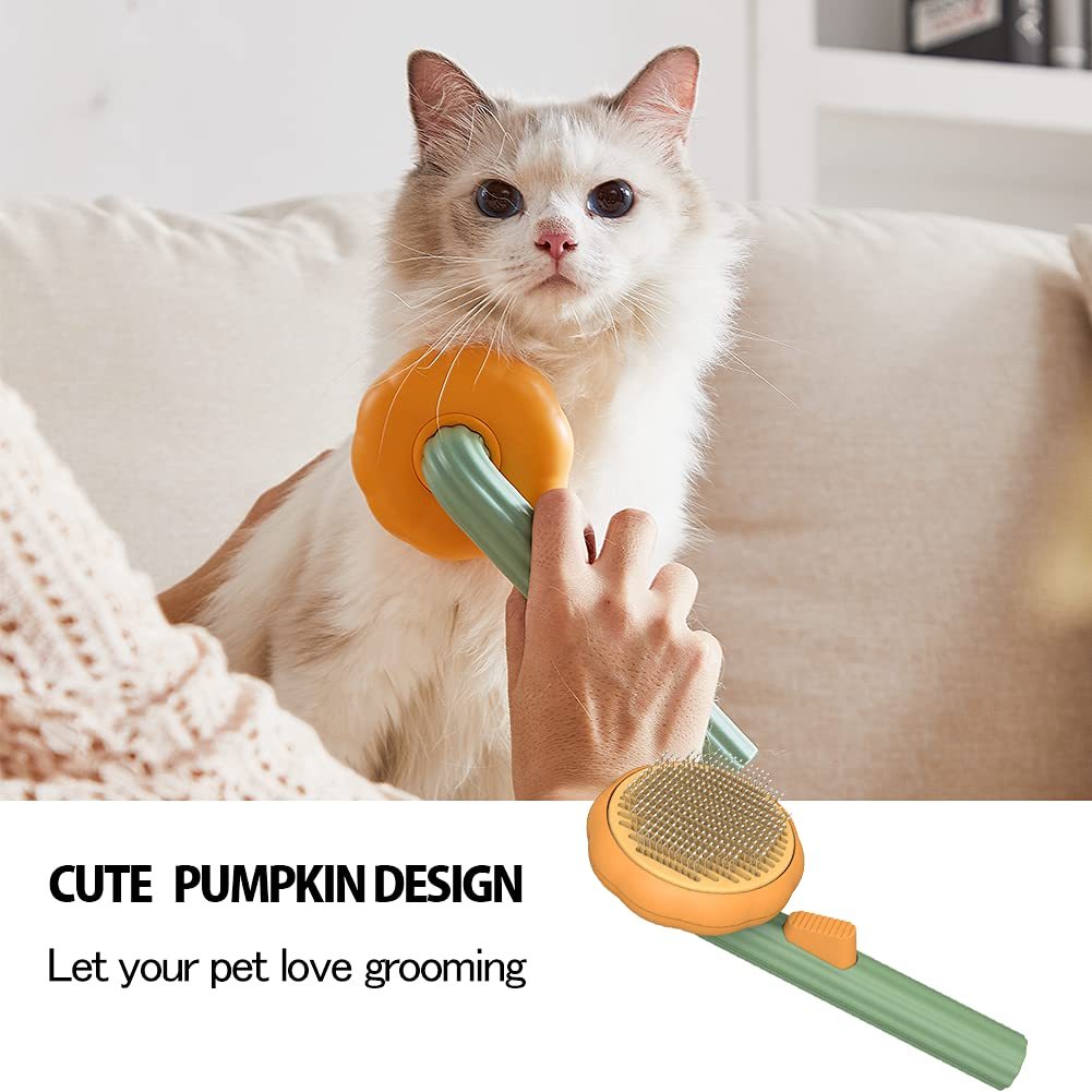 Pet Pumpkin Self-Cleaning Slicker Brush for Dogs, Cats & Rabbits