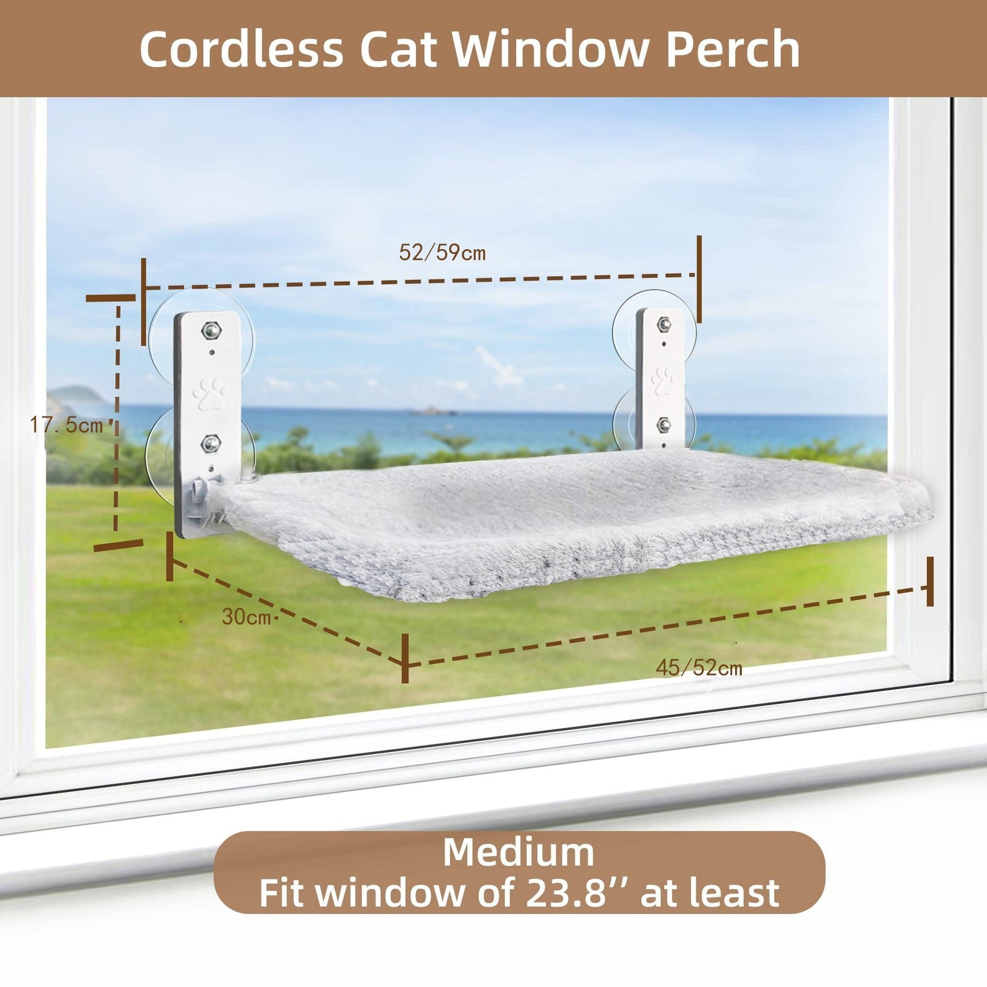 Cordless Cat Window Hammock Seat | Foldable Indoor Perch Bed for Cats | No Drills, No Tools Needed