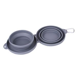 Foldable Rubber Double Pet Bowl – For Cats & Dogs