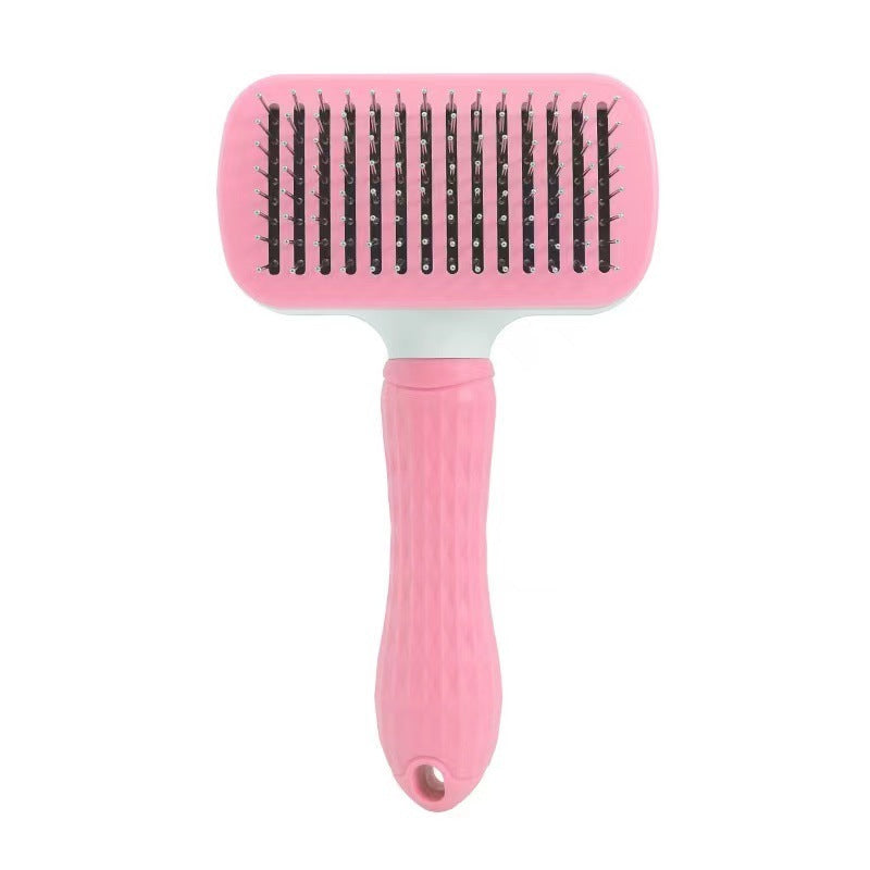 Ecofurry Mart Self-Cleaning Pet Hair Brush Comb | Stainless Steel Cat & Dog Grooming Tool | One-Key Fur Removal