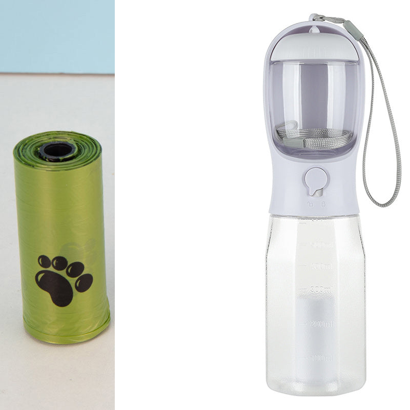 3-in-1 Pet Water Bottle – Feeder, Drinker & Poop Bag Dispenser