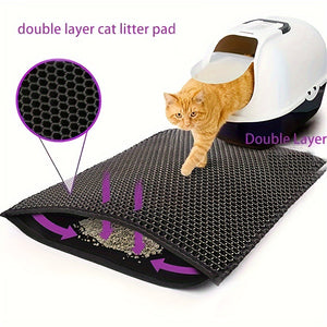 Anti-Splash Double-Layer EVA Cat Litter Mat | Waterproof Non-Slip Cat Mat for Litter Control