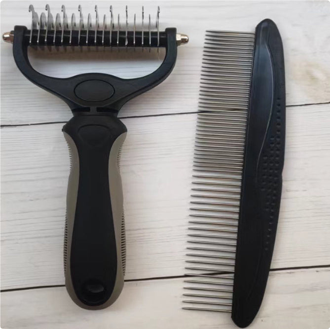 Stainless Steel Pet Grooming Comb for Hair Removal & Knot Opening | Safe Detangler for Dogs & Cats