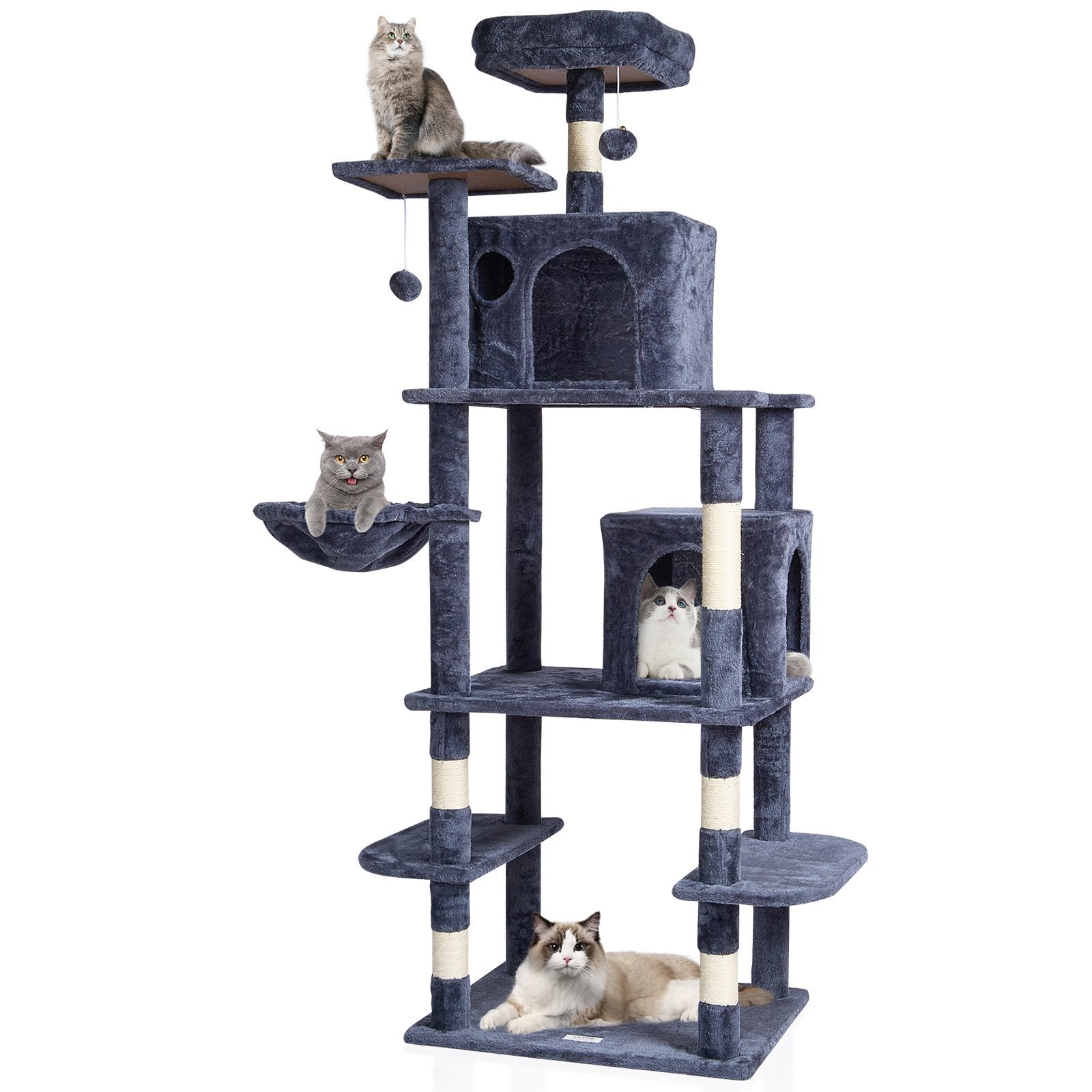 Ecofurry Mart VEVOR Cat Tree Tower with Condos & Sisal Scratching Posts | Multi-Level Activity Center for Indoor Cats - Dark Grey
