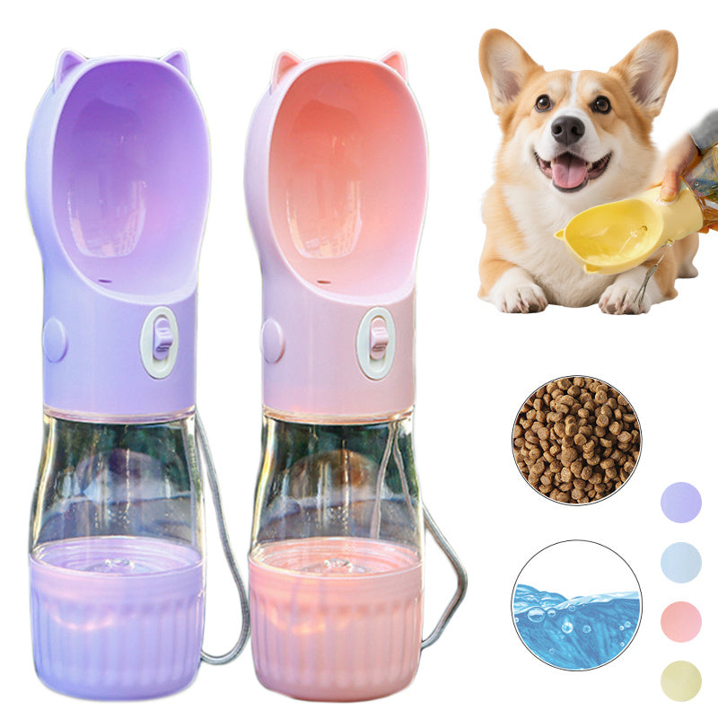 2-in-1 Dog Water Bottle – Leak-Proof Feeder for Cats & Dogs
