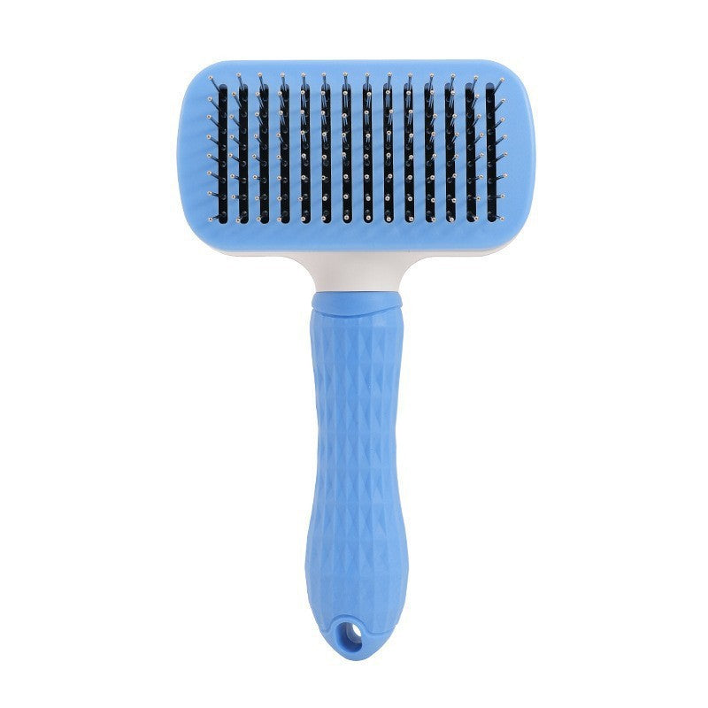Ecofurry Mart Self-Cleaning Pet Hair Brush Comb | Stainless Steel Cat & Dog Grooming Tool | One-Key Fur Removal