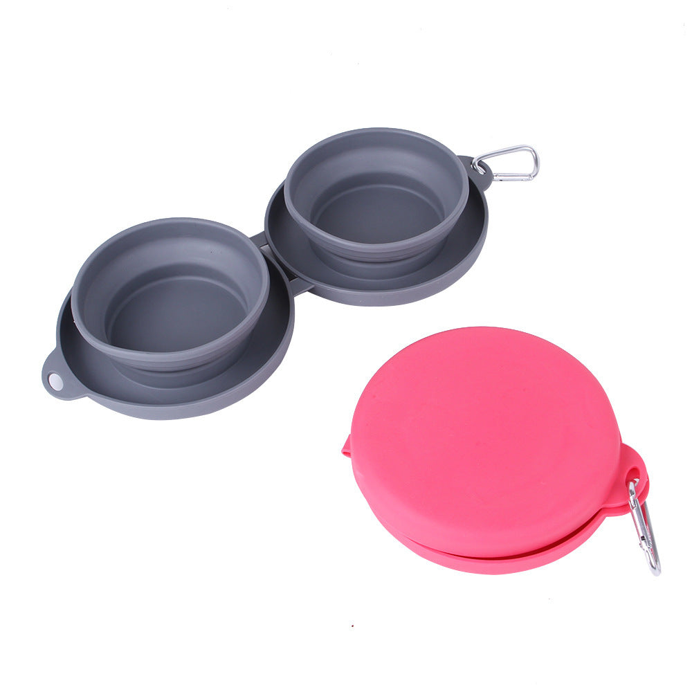 Foldable Rubber Double Pet Bowl – For Cats & Dogs