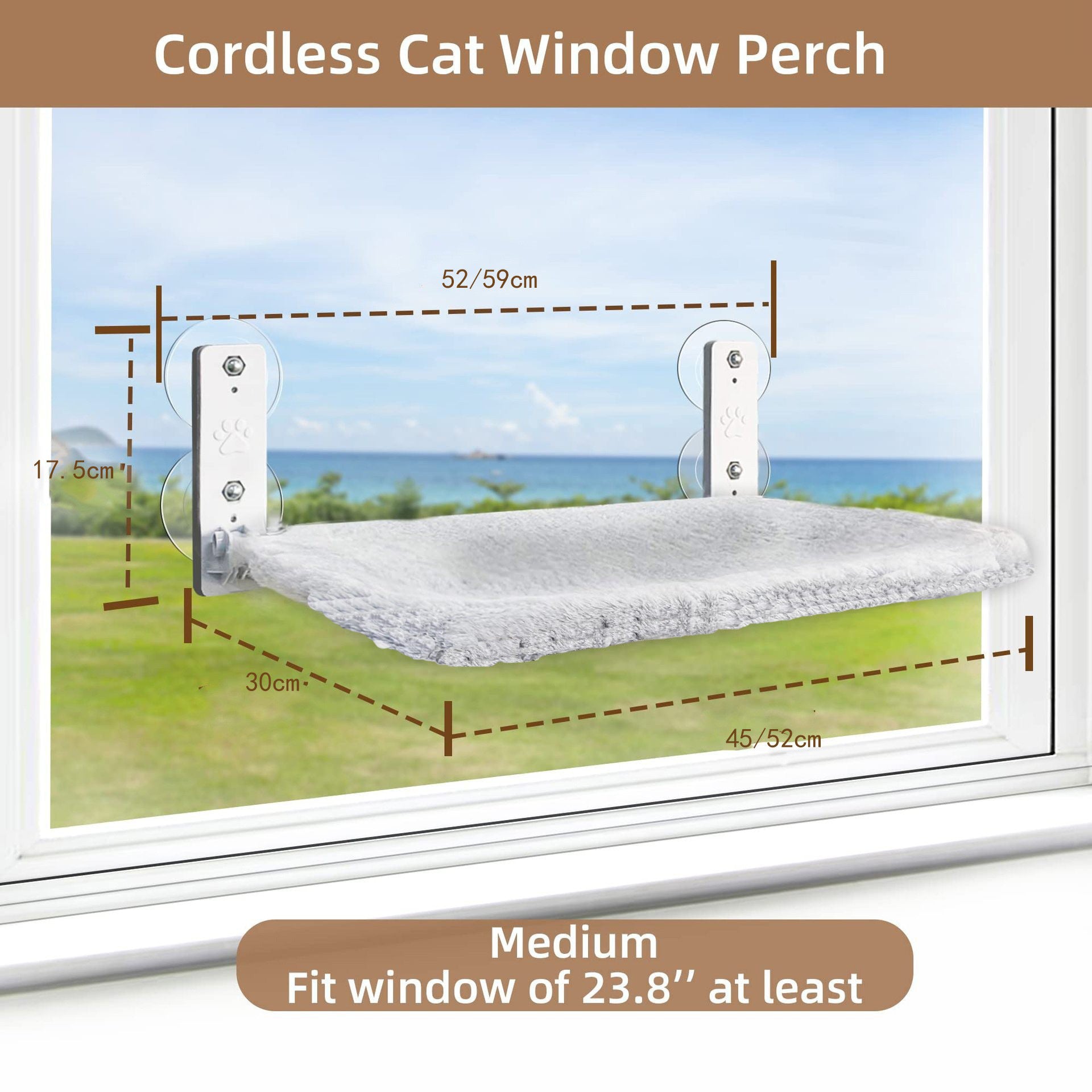 Cordless Cat Window Hammock Seat | Foldable Indoor Perch Bed for Cats | No Drills, No Tools Needed