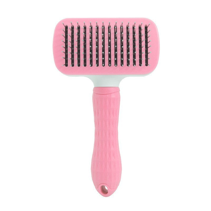 Ecofurry Mart Self-Cleaning Pet Hair Brush Comb | Stainless Steel Cat & Dog Grooming Tool | One-Key Fur Removal