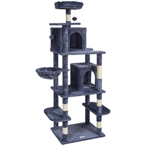 Ecofurry Mart VEVOR Cat Tree Tower with Condos & Sisal Scratching Posts | Multi-Level Activity Center for Indoor Cats - Dark Grey