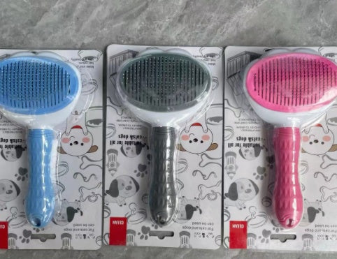 Ecofurry Mart Self-Cleaning Pet Hair Brush Comb | Stainless Steel Cat & Dog Grooming Tool | One-Key Fur Removal