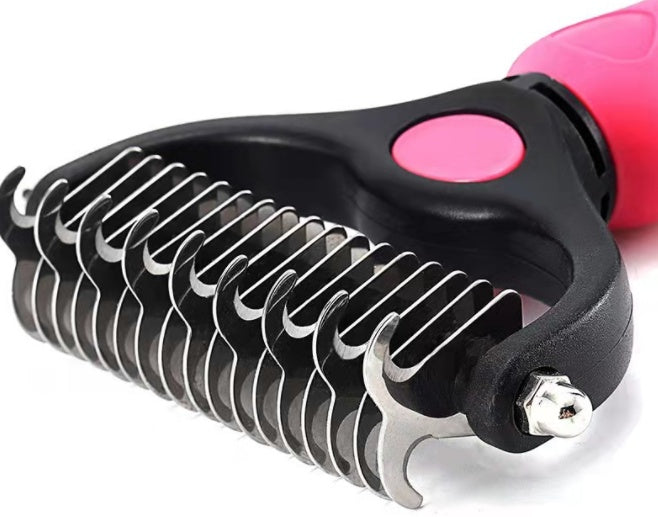 Stainless Steel Pet Grooming Comb for Hair Removal & Knot Opening | Safe Detangler for Dogs & Cats