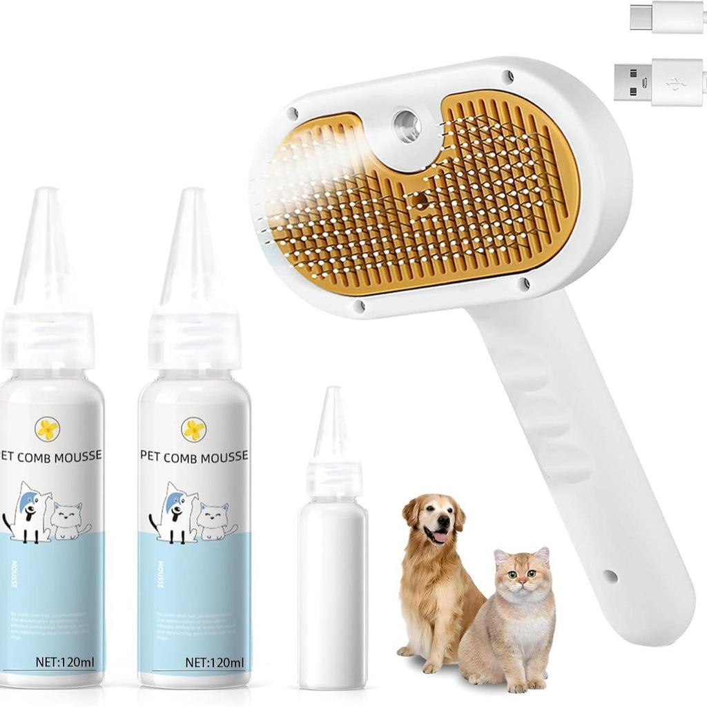 Best 3-in-1 Pet Steam Brush - spray Grooming Comb 2025