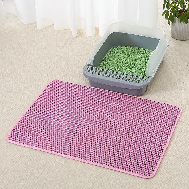Anti-Splash Double-Layer EVA Cat Litter Mat | Waterproof Non-Slip Cat Mat for Litter Control