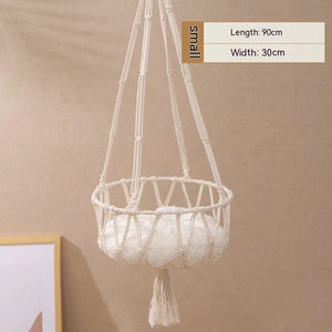 Cat Hammock Hanging Nest Basket Swing | Cozy Indoor Cat Bed with Durable Rope & Soft Cushion