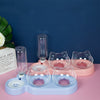 Triple Dog Feeder Bowl with Neck Guard & Automatic Water Dispenser