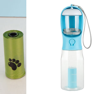 3-in-1 Pet Water Bottle – Feeder, Drinker & Poop Bag Dispenser
