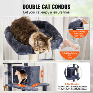 Ecofurry Mart VEVOR Cat Tree Tower with Condos & Sisal Scratching Posts | Multi-Level Activity Center for Indoor Cats - Dark Grey