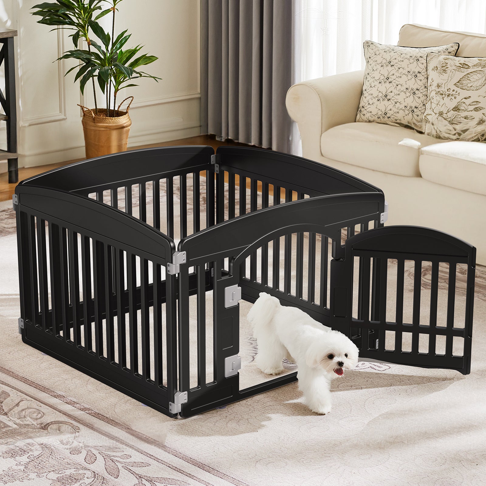 Ecofurry Mart Safe & Reliable Dog Playpen Fence | Portable Pet Exercise Pen for Indoor & Outdoor Use | Foldable Dog Enclosure
