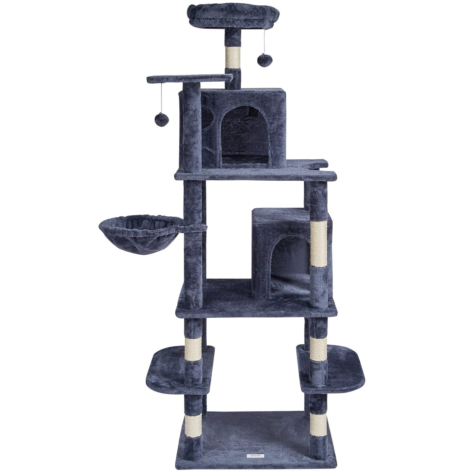 Ecofurry Mart VEVOR Cat Tree Tower with Condos & Sisal Scratching Posts | Multi-Level Activity Center for Indoor Cats - Dark Grey