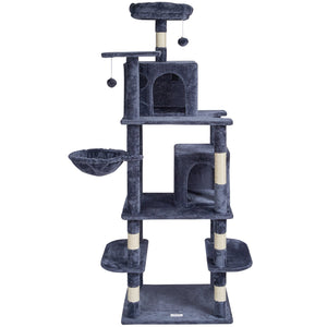 Ecofurry Mart VEVOR Cat Tree Tower with Condos & Sisal Scratching Posts | Multi-Level Activity Center for Indoor Cats - Dark Grey